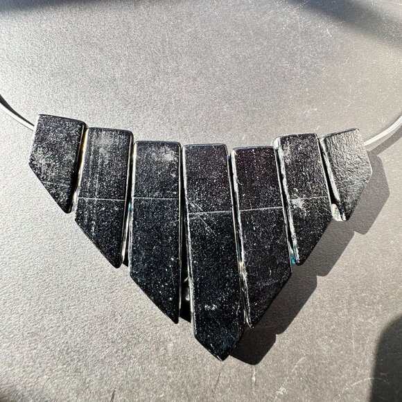 Asymmetric Colorful Glass Slider Pendant Sterling Silver Cocoon Chain Necklace - Picture 9 of 10